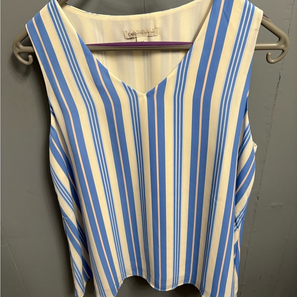 Cato Blue/pink and Cream Striped Tank Top